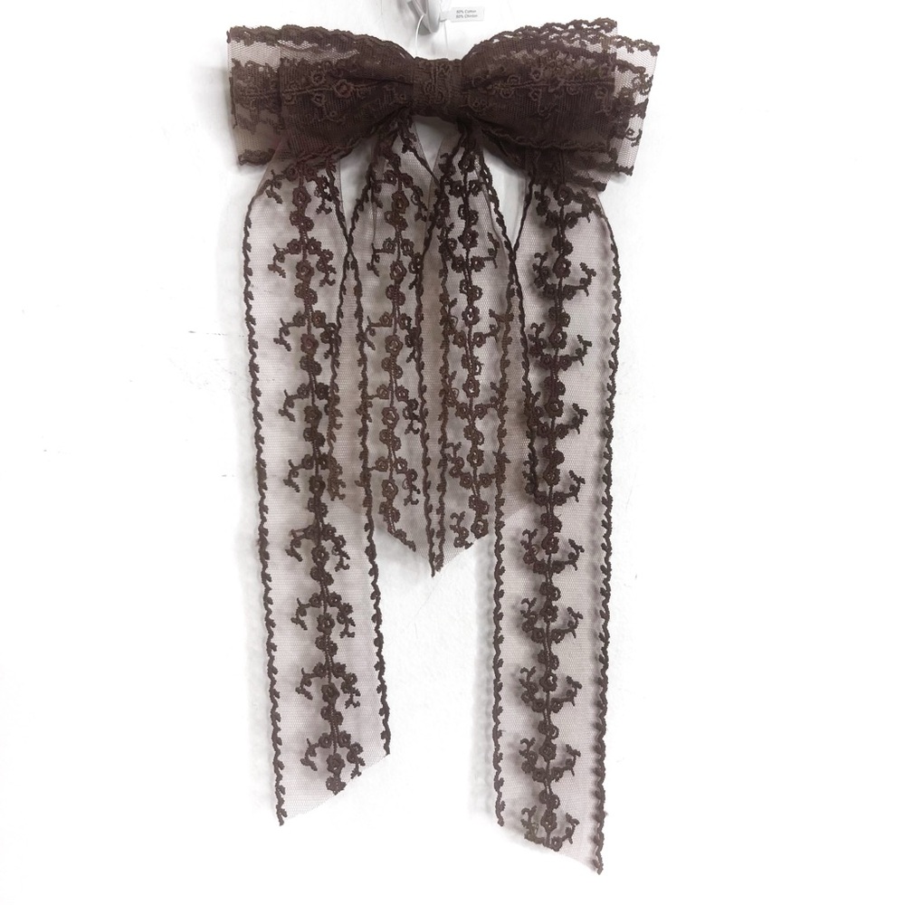 Free People Vera Lace Bow NWT Romantic Brown Lace
